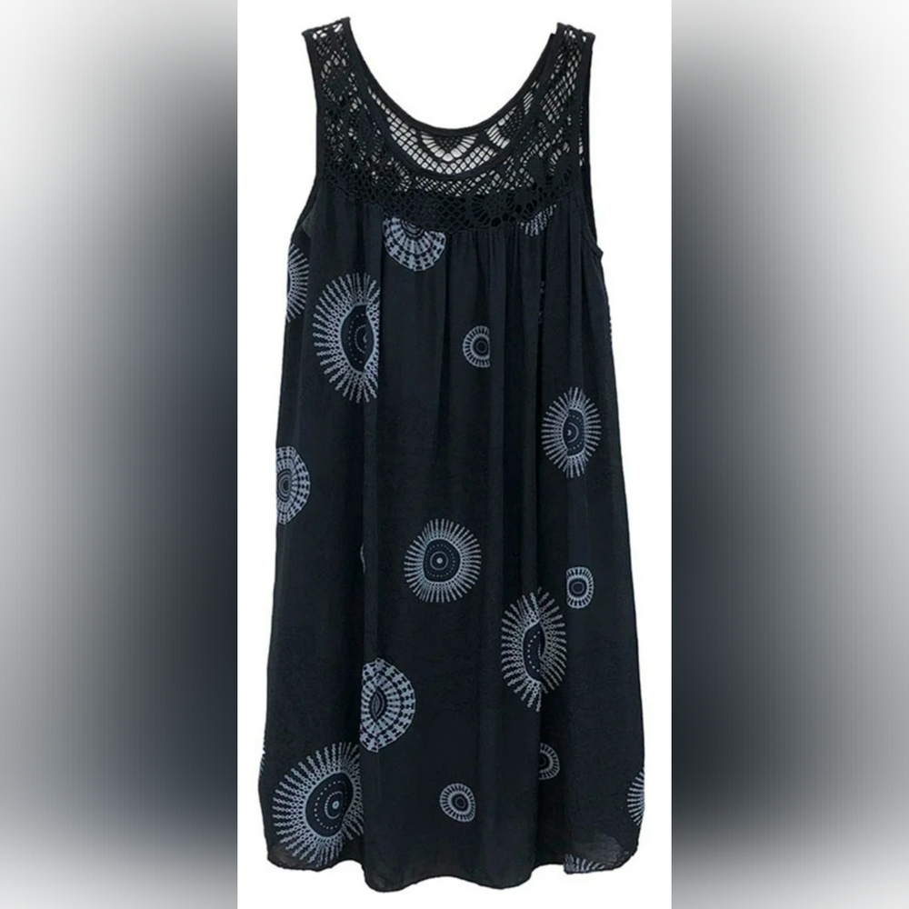 Emery RosevvNavy Sleeveless Dress with White Pattern New 1X